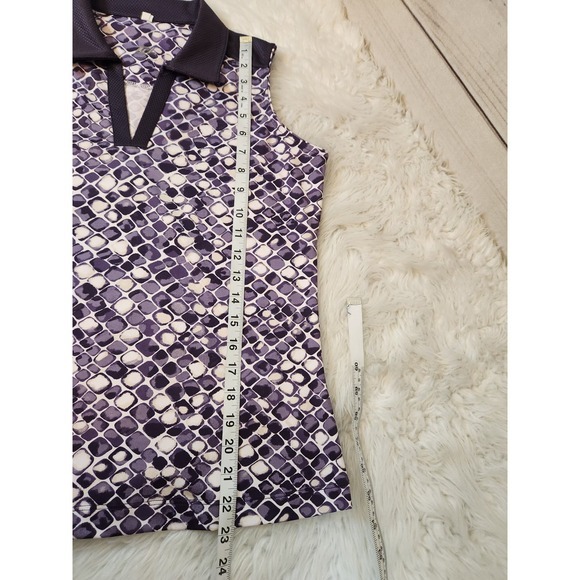 Tail Women's Purple Snakeskin Print Stretch V-Neck Sleevless Golf Polo Small - Picture 6 of 6